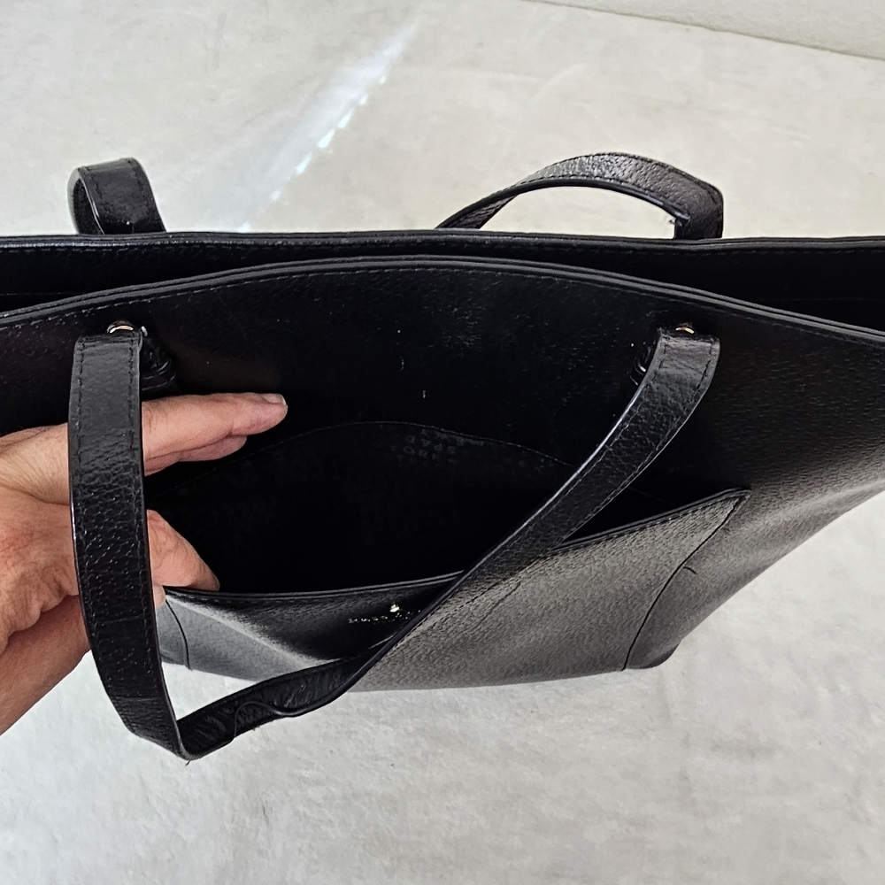 Kate Spade Black Leather Large Tote Shoulder Bag Work Purse - Picture 12 of 15